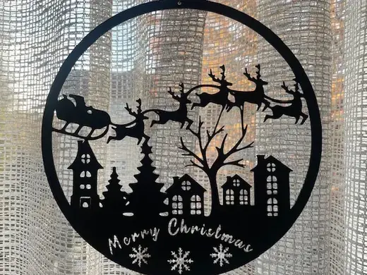 Merry Christmas Window Door Wall Art Reindeer V4