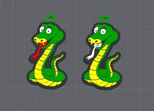 cute animal , drake the snake multicolor keychain / necklace pendant