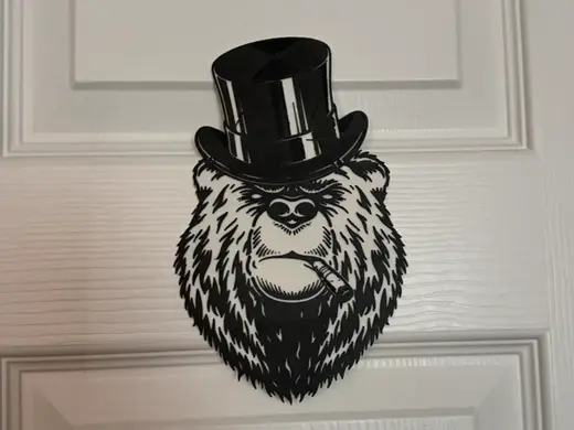 BEAR WITH CIG WALL ART