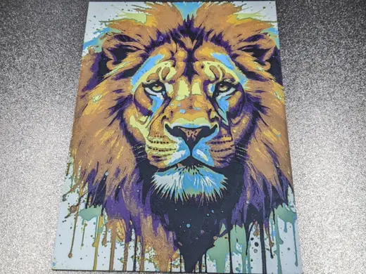 Abstract Colourful Lion HueForge with frame