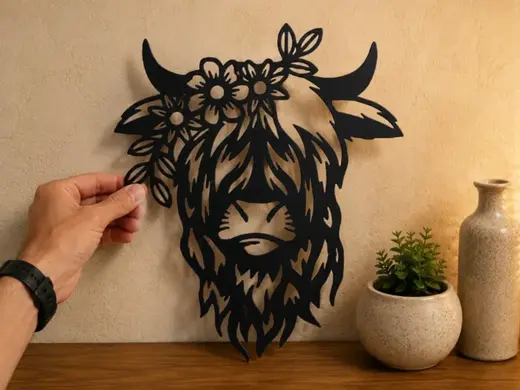 Floral Highland Cow Wall Art