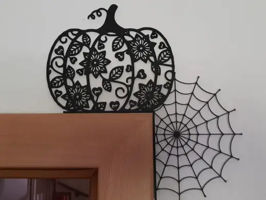 Halloween Pumpkin Spiderweb Door corner