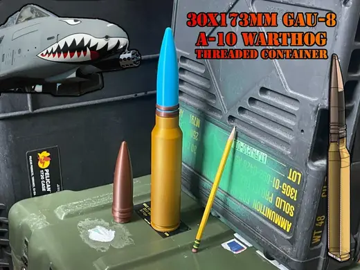 *V2* 1:1 Scale A-10 GAU-8 30x173mm prop cartridge container with & improved accurate design!