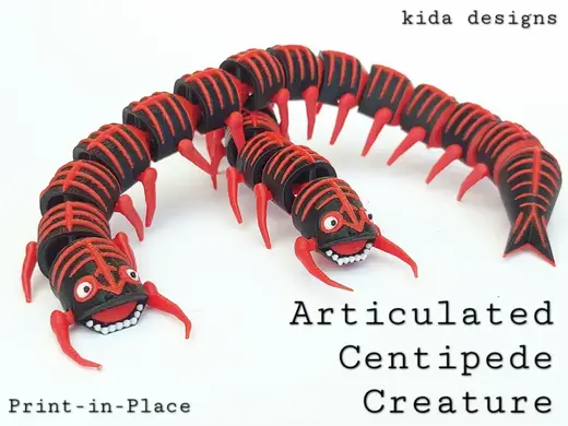 Articulated Centipede Creature (Print-In-Place)