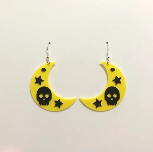 Earring Moon skull pendants aros