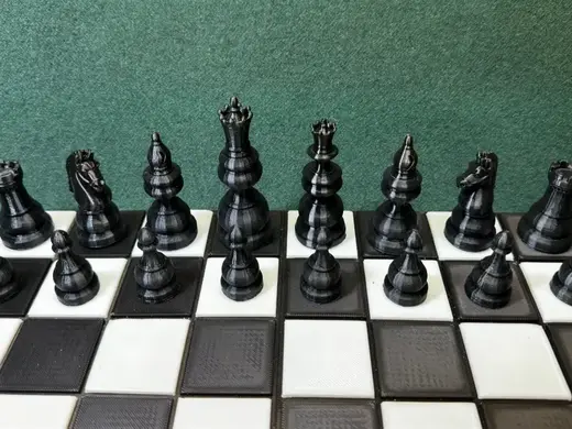 Obsidian Chess Set: Opponent to Faux Oak Chess Set