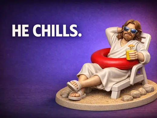 He Chills - Single Color Jesus Figurine 3h print