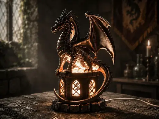 Dragon Tower Lamp Fantasy LED Dragon Sculpture