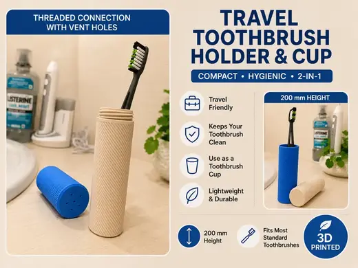Travel Toothbrush Holder & Cup | 2-in-1 - 200mm