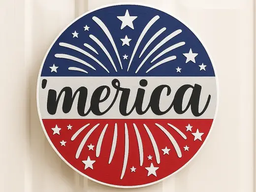'merica 4th of July Door Sign