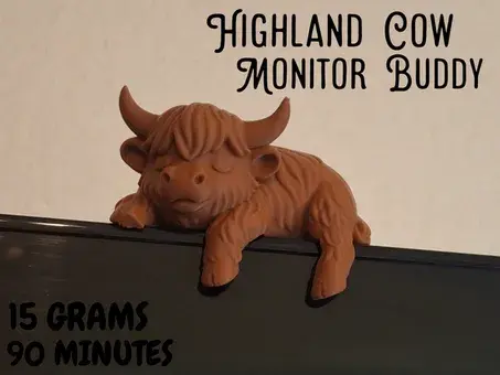 Sleeping Highland Cow Monitor Buddy