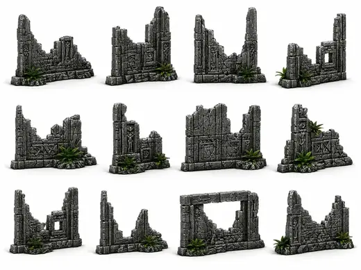 ruined walls set scatter terrain for exodite set