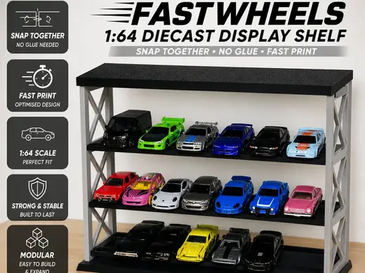 1:64 Scale Toy Car Display Stand Modular No GLUE