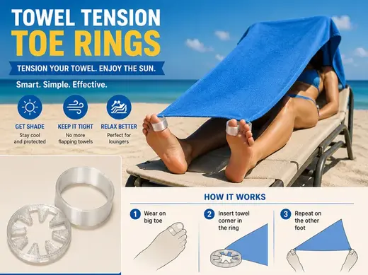 Beach Toe Towel Anchor | Hands-Free Shade Holder