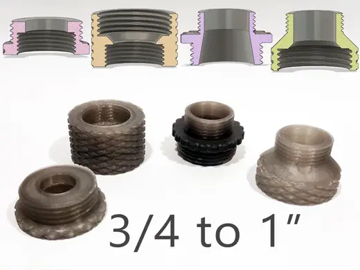 3/4 to 1 inch pipe thread adapters and couplers
