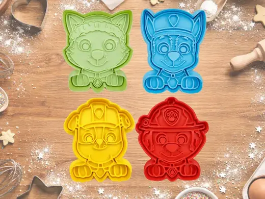 Set de 4 Cortadores de Bolachas Patrulha Pata - 1