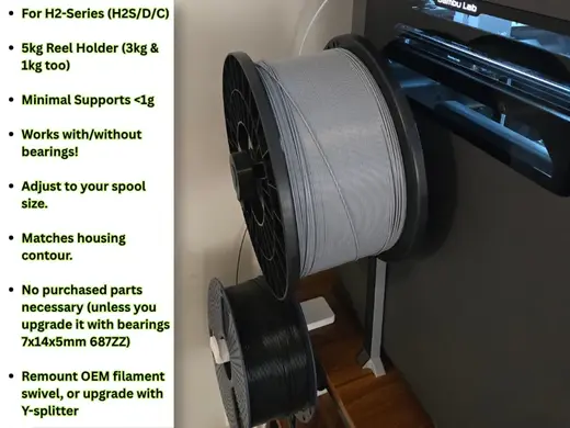 H2S/H2D/H2C Adjustable 5kg/3kg/1kg spool holder