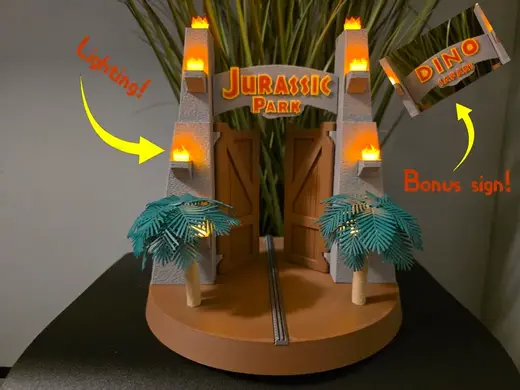 Jurassic Park Gate Diorama – With lighting!