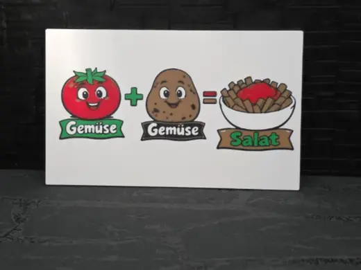 Kühlschrankmagnet Tomate + Kartoffel = Satat