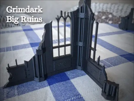 1# Grimdark L shape Gothic Ruin for Wargames
