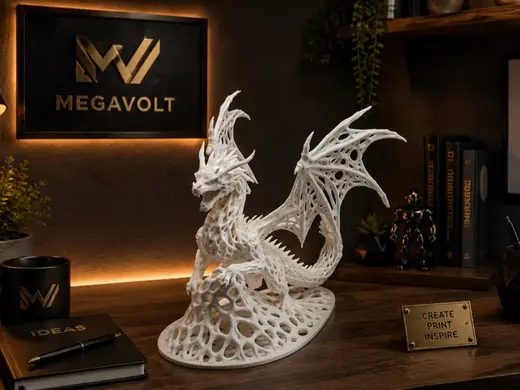 Mystischer Organik-Drache – Filigrane 3D-Kunst