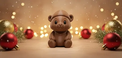 Sitting Teddy Bear in Winter Hat Holiday Figure