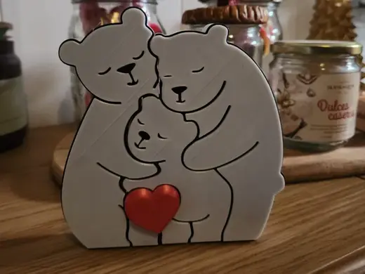 Rompecabezas familia de animales: Osos + Corazón