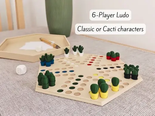 6-Player Ludo Game - Classic or Cacti Characters