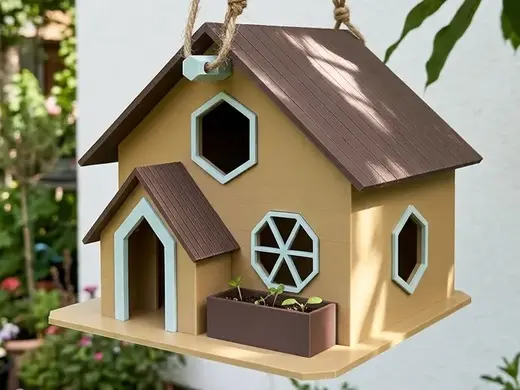 3D Printed Geo-Nest Manor: Modern Birdhouse
