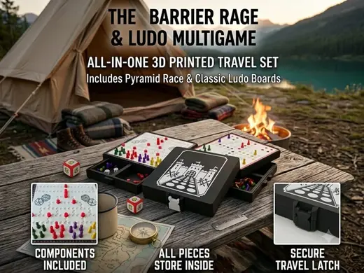 2-in-1 Travel Multigame Set: Ludo & Barrier Race