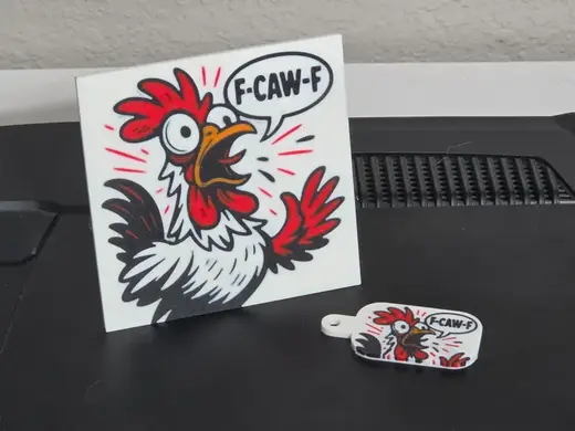 F-CAW-F Rooster art and keychain