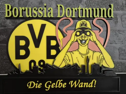 Borussia Dortmund with skyline of Dortmund Gelbe