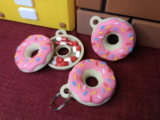 Donut keychain and pill-holder