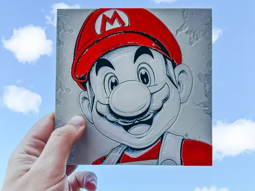 Super Mario happy Portrait hueforge AMS /No AMS