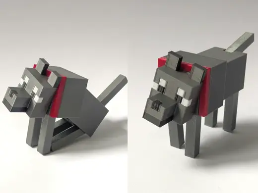 Articulated Minecraft Dog/Wolf - Print-in-Place