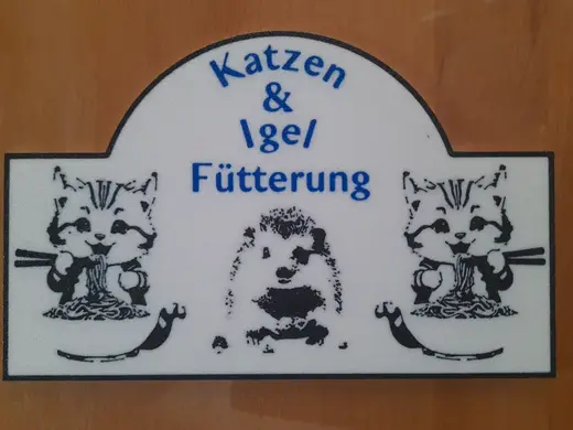 Schild für Futterplatz - Katzen und Igel Fütterung