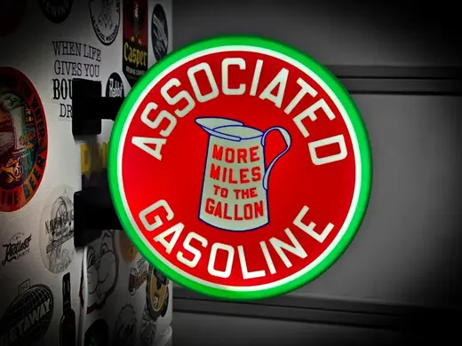 ASSOCIATED GASOLINE ~ 2-Sided Round Lightbox