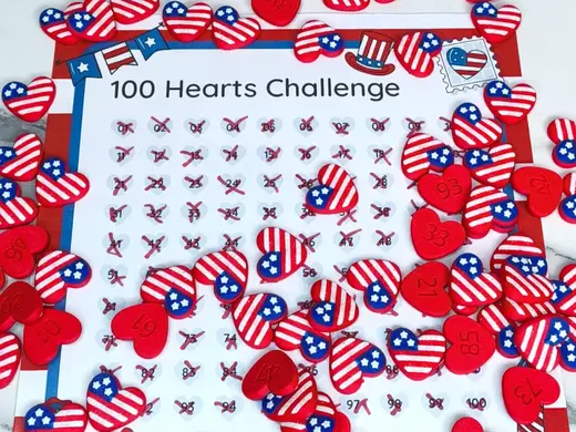 The 100 Hidden USA Hearts 4th July Game + PDF