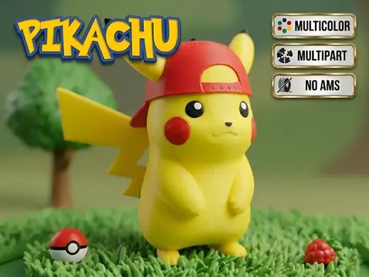 Pikachu Pokemon with Cap - NO AMS Multipart + AMS