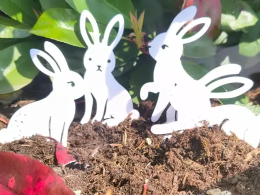 Elegant Easter Bunny Garden Stakes – Set of 4