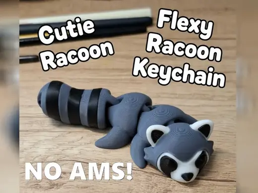 flexy cutie racoon keychain Multipart