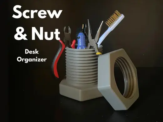 Giant Screw & Nut Tool Holder - Desk Organizer