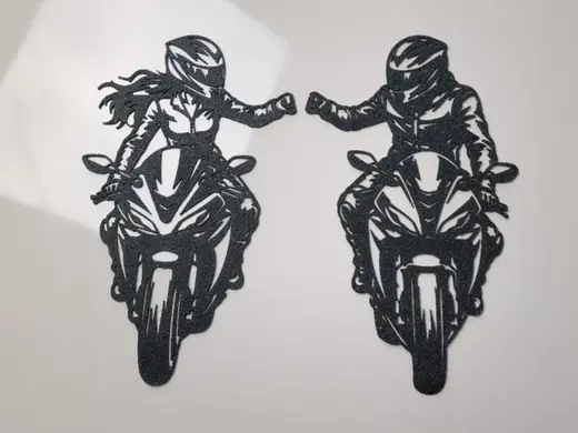 Motorcycle Couple Fist Bump Wall Art