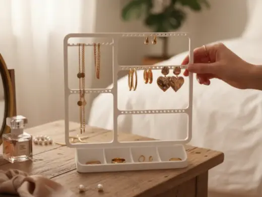 Jewelry organizer for earrings, rings & necklaces