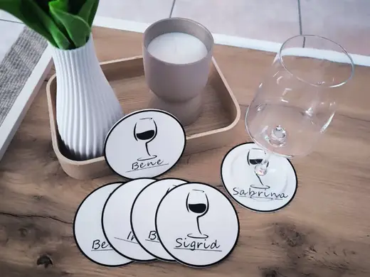Wein Untersetzer & Name / Wine Coaster & Name