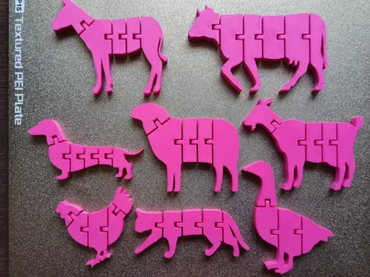 Set of articulated farm animals