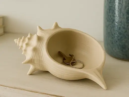 COASTAL CONCH SHELL CATCH-ALL TRAY ENTRYWAY BOWL
