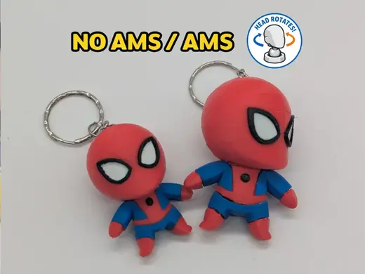 Rotating Head Chibi Spiderman Keychain(NO AMS/AMS)