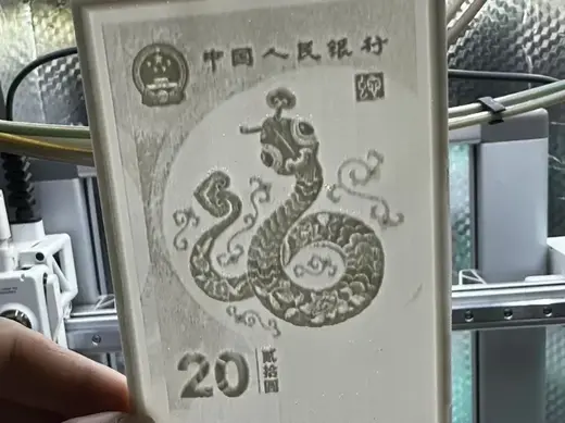 浮雕3D打印20蛇年纪念,可以做浮雕灯