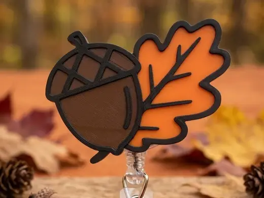 Acorn and Leaf Badge Reel Cover